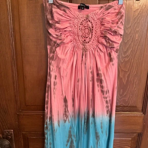 Sky Women's Tie-Dye Maxi Dress - Pink, Blue, and Brown - Picture 3 of 7